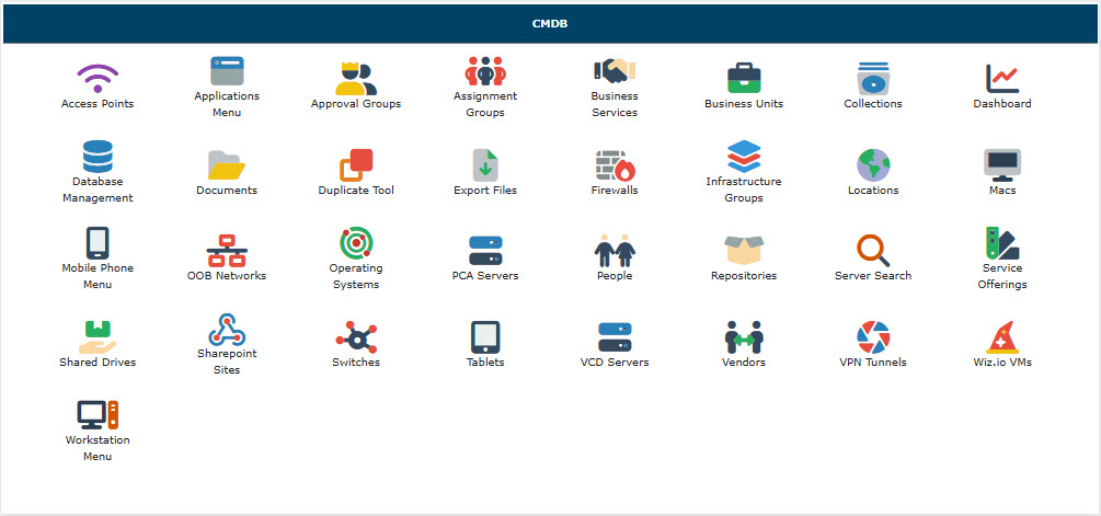 CMDB Menu